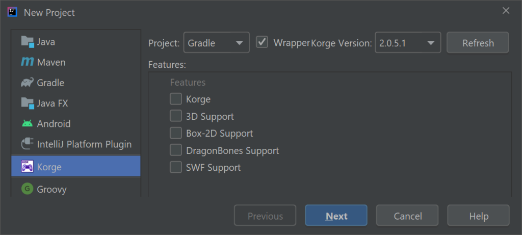 Creating a new Korge project